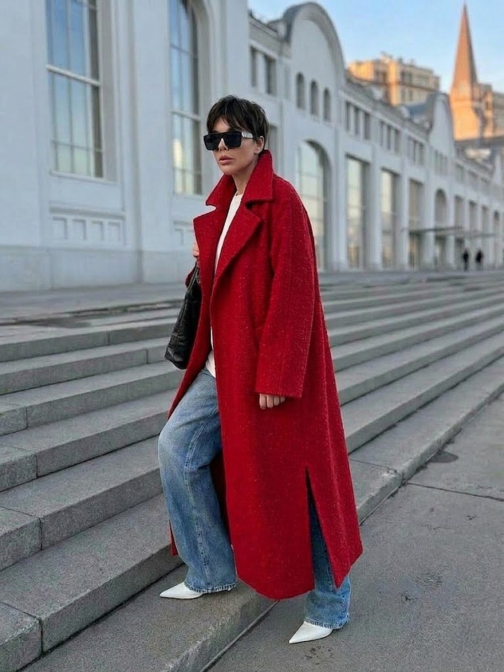 Пальто с поясом / oversize