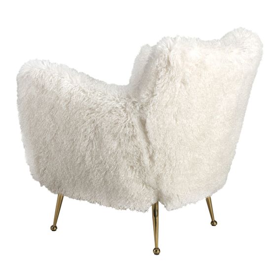 Белое кресло 5191 из ткани с длинным ворсом