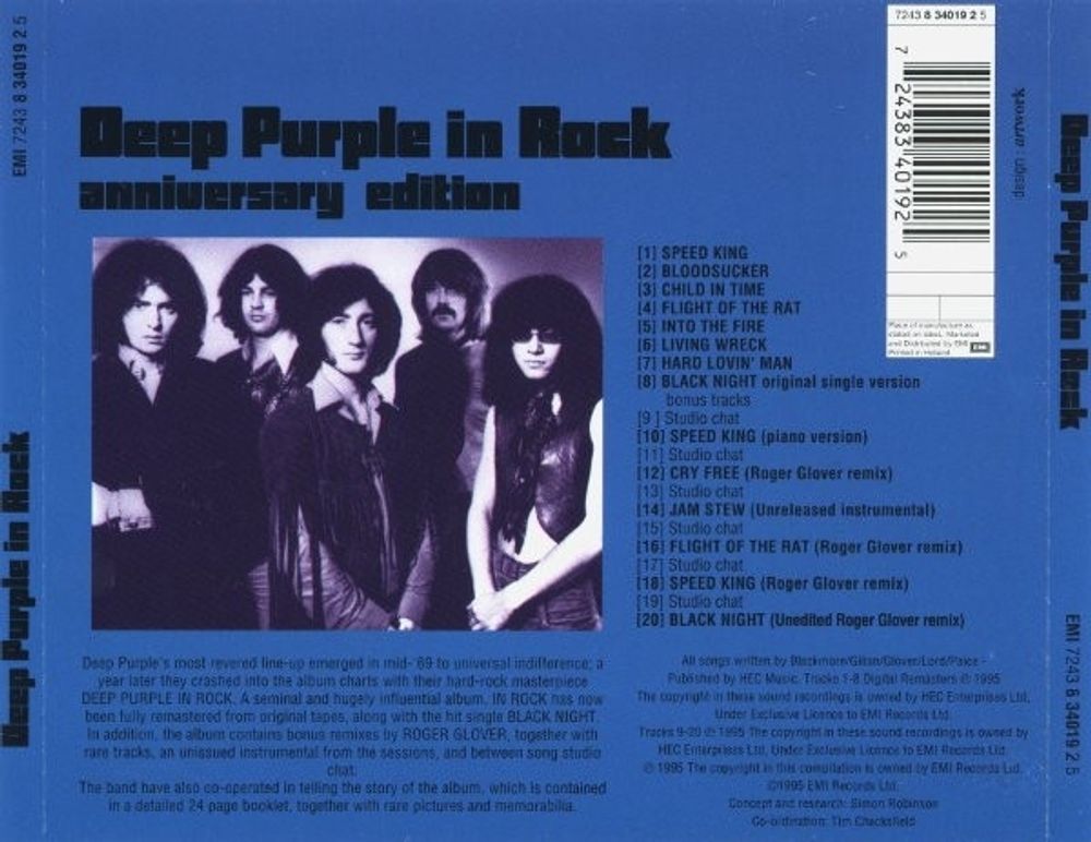 Audio CD DEEP PURPLE. In Rock (25TH ANNIVERSARY) (CD)