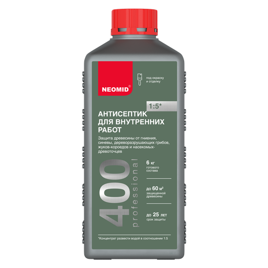 Неомид 400 деревозащитный состав для внутренних работ 1 кг
