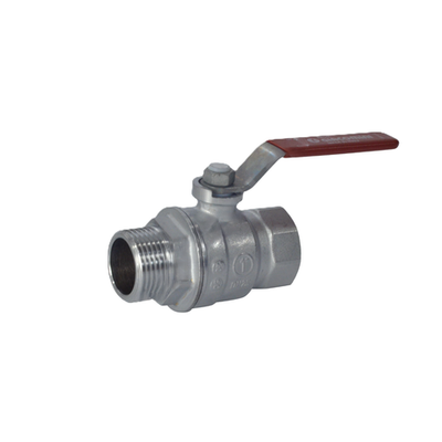 Кран шаровой латунь хром R854L Ду 32 Ру42 ВР/НР полнопроходной рычаг красный Giacomini R854LX026