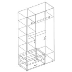 Шкаф 3-ств с 2 ящиками МС "Сандра"(Белый лофт)