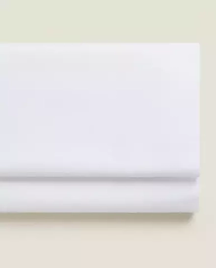 ZARA HOME (200 НИТЕЙ) ПРОСТЫНЯ ИЗ ХЛОПКА ПЕРКАЛЬ, БЕЛЫЙ