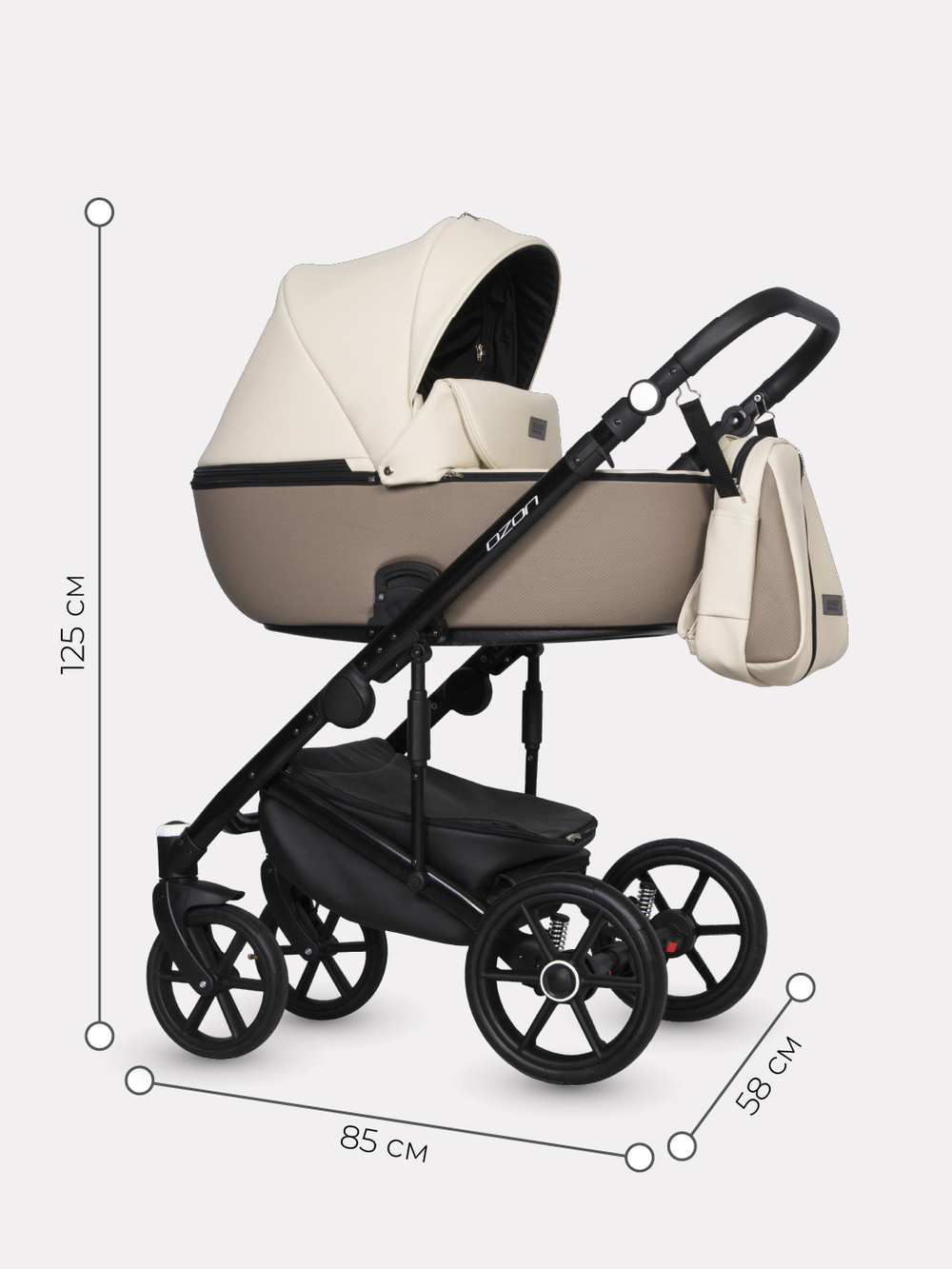 Коляска  OZON Ecco (2 в 1) (RIKO BASIC) 25 слоновая кость-бежевый