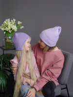 Шапка вязаная-резинка весенняя/осенняя хлопковая КЭП(Лаванда)