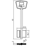 Заготовка сувальдного ключа 10595 340- Палладиум-1 литье Китай PLD1D