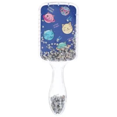 Расческа массажная прямоугольная «КОТИКИ», микс 4 дизайна, 19*6,5см (PVC подвес)