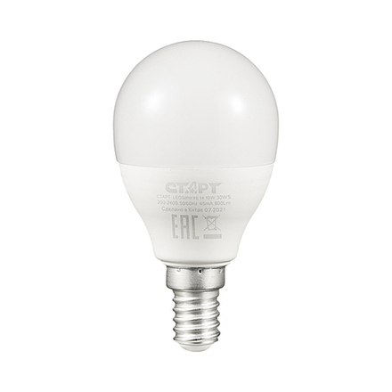 Лампа светодиодная LED Старт ECO Шар, E14, 10 Вт, 2700 K, теплый свет