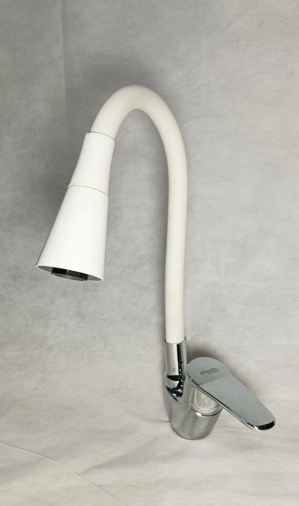 Смеситель для кухни aQuaDv, гибкий, латунь, белый 417-02