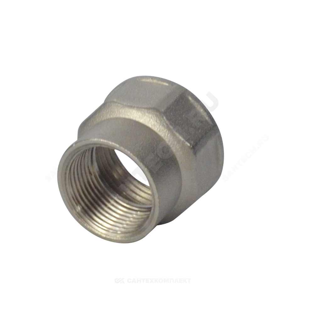 Муфта латунь никель переходная Ду 15х10 (1/2"х3/8") ВР/ВР RTP (РосТурПласт) 25170