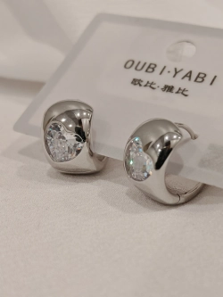 Серьги Oubi Yabi «Сердце в кольце» Silver