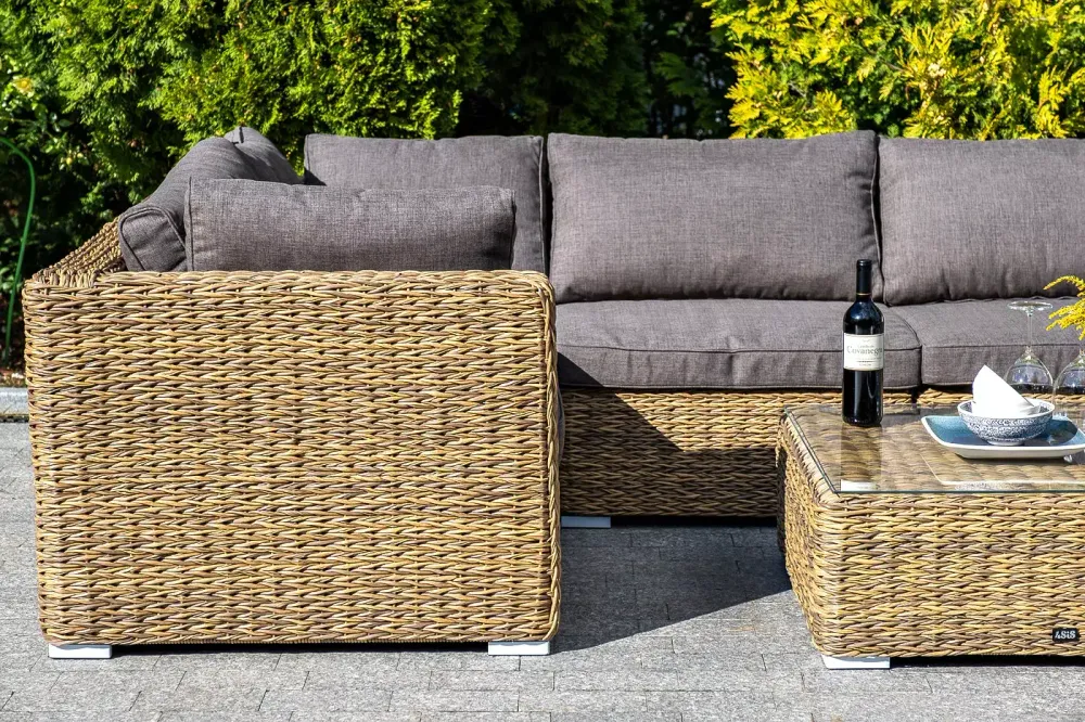 "Лунго" трансформирующаяся лаунж-зона из искусственного ротанга (гиацинт), цвет соломенный