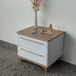 Тумба прикроватная на ножках с ящиками ROYAL 5203 эко (Макиато-Золото-р.золото)