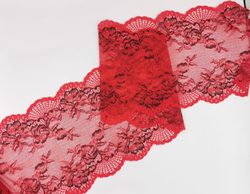 Эластичное кружево, ОПТ, красное/черное, 22 см (Арт.: EK-1010), м