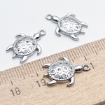 Подвеска Черепаха, цвет серебро (родий), фианиты, размер 18*13 мм, цена за 1 шт