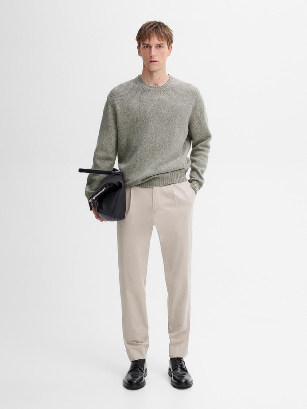 Massimo Dutti Костюмные брюки из смесового хлопка, песочный