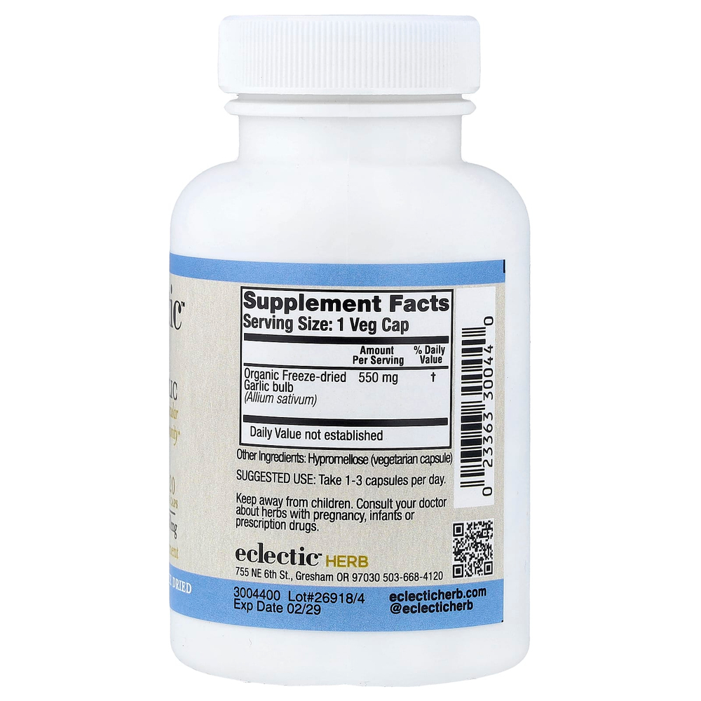 Eclectic Herb, сублимированный чеснок, 550 мг, 120 растительных капсул