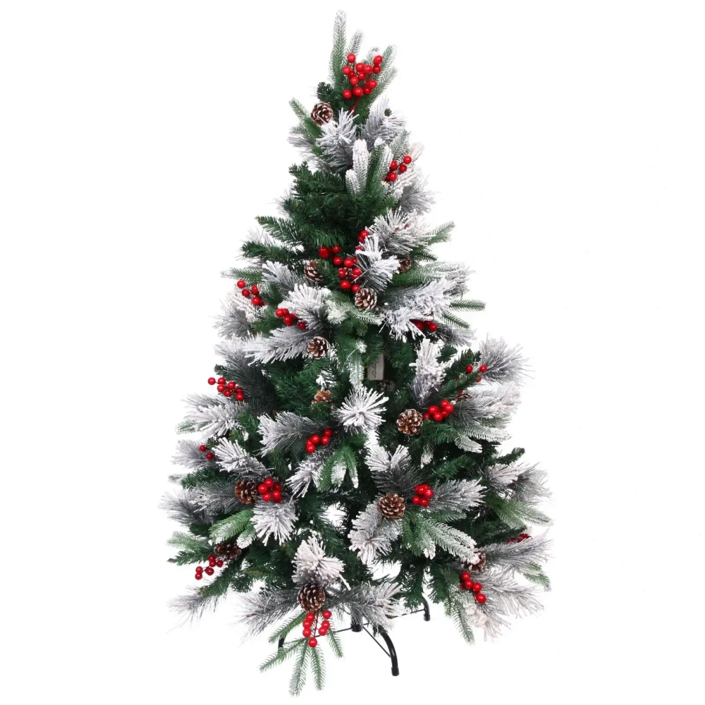 Елка «Грация» 120 см, ПВХ, леска, резина с белым напылением (шишки и ягоды), 337 веток