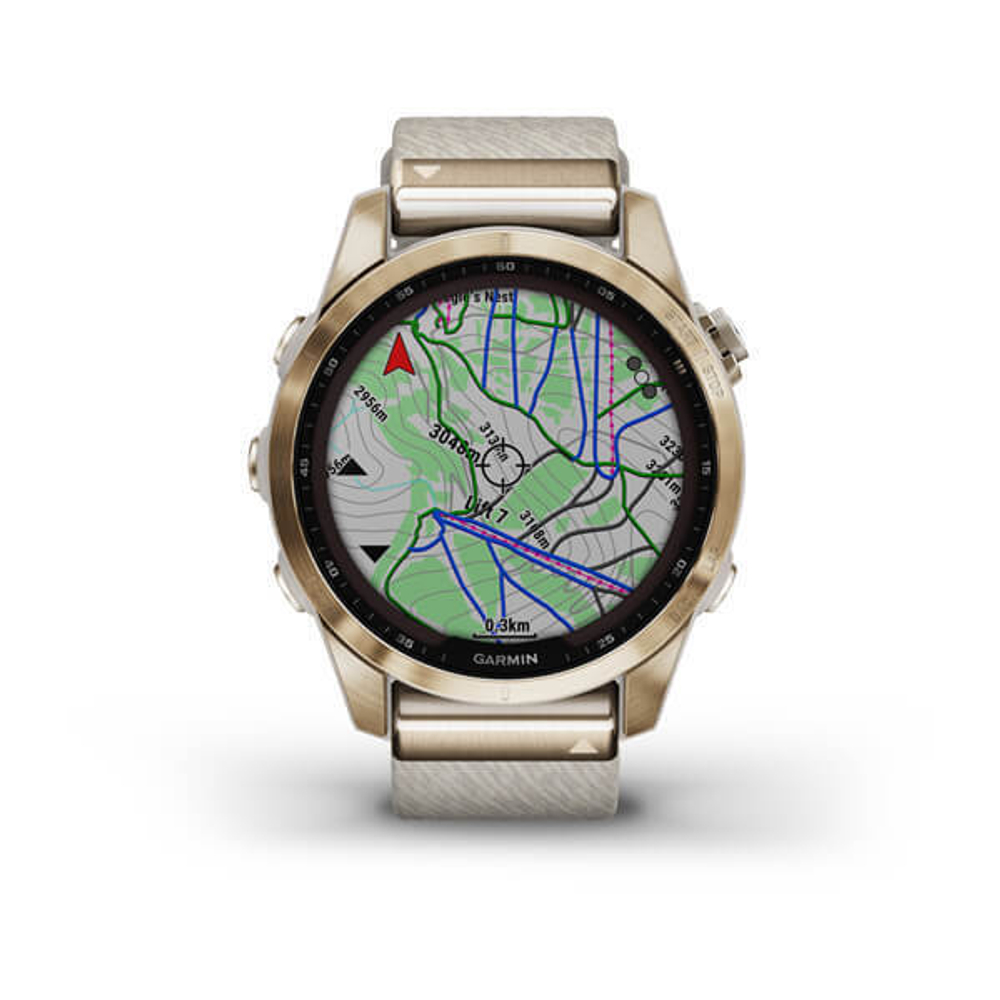 Часы GarminFenix 7s Sapphire Solar титановый кремовый с нейлоновым ремешком, 010-02539-39. Товар уцененный