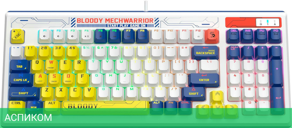 Клавиатура A4Tech Bloody B950 синий/белый