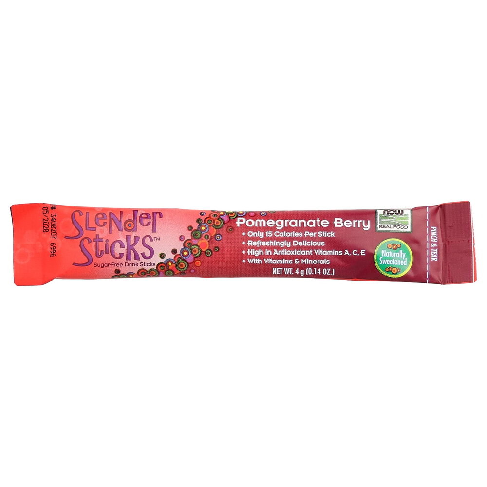 NOW Foods, Real Food, Slender Sticks™, со вкусом граната и ягод, 12 стиков по 4 г (0,14 унции)