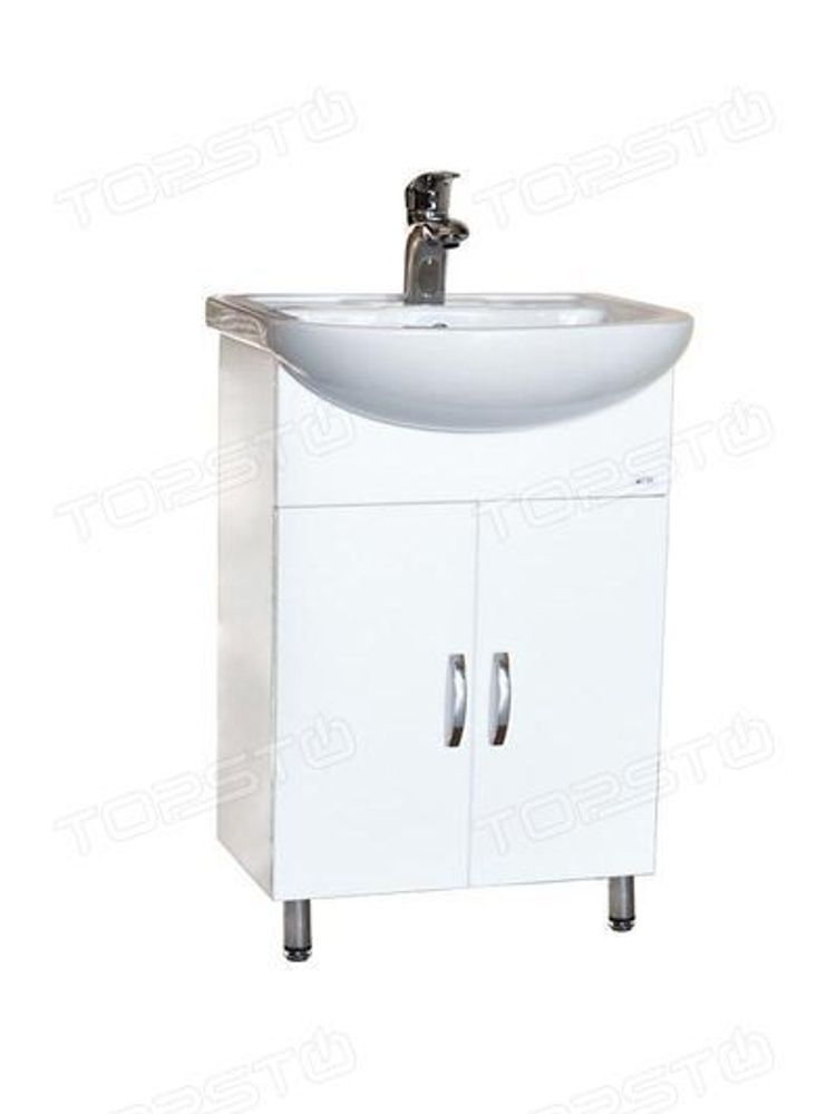 Тумба Сити-60 (белый) 2 двери под умыв. Эрика-61 577х800х283