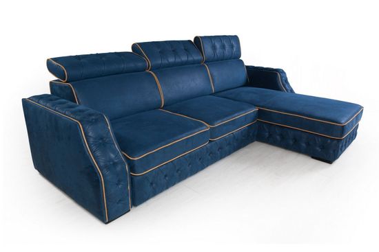 Portofino угловой диван-кровать замша синий