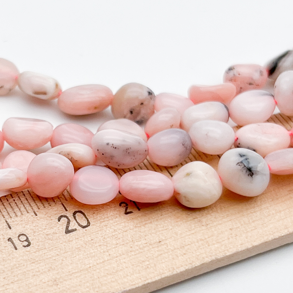 Опал, галтовка 7,5-10 мм, цена за отрезок 19 см (1/2 нити)