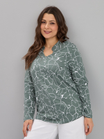 Блузка БЛк-073/полынь-абстракциямолоко