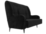 Диван прямой Неаполь 2-х местный, Черный, Велюр, 113168