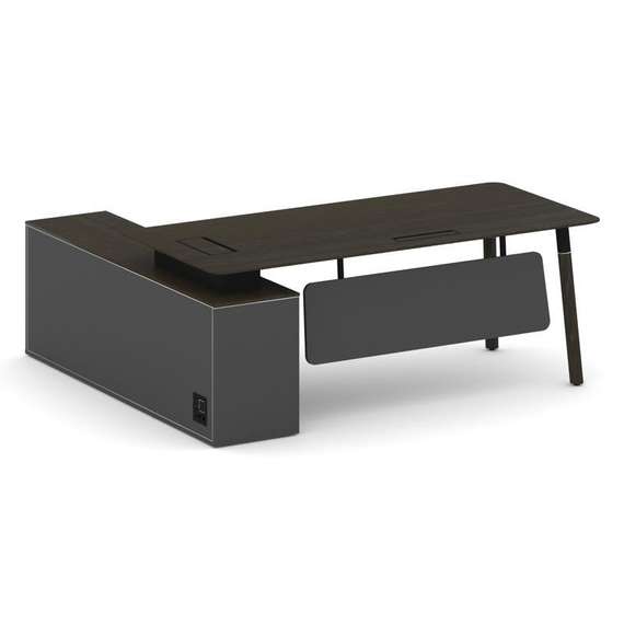 Fresco Стол руководителя FR.SR-20 (R) Дуб Темный/Базальт UM/Металл Черный/Нерж. Сталь 2000*1798*750