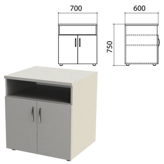 Тумба для оргтехники "Этюд", 700х600х750, 2 двери, полка, серый, 400020-03