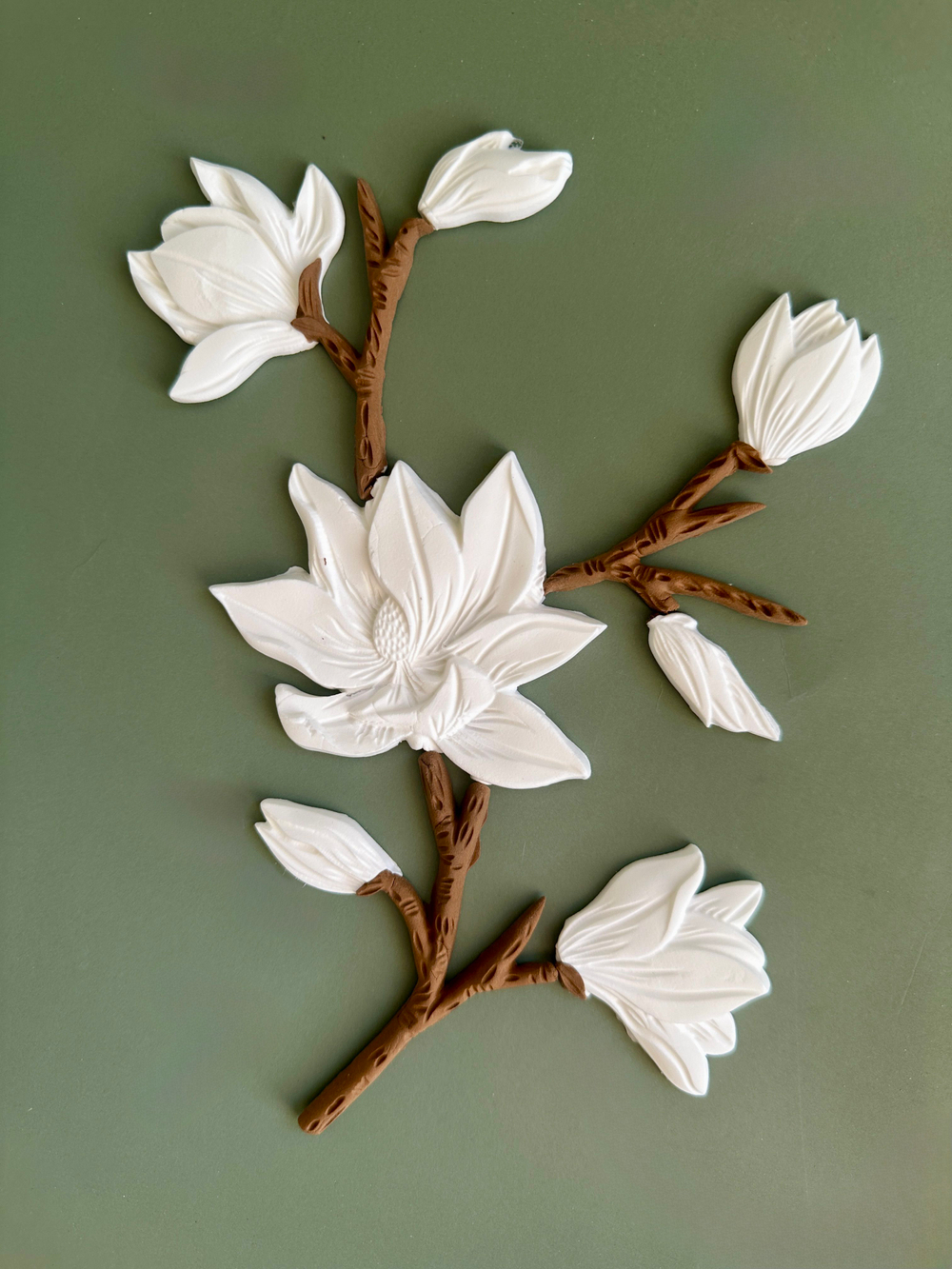 Молд силиконовый "Магнолия полураспустившаяся " / Форма для лепки, отливок и оттисков веточка магнолии / молд для глины, мыла и воска