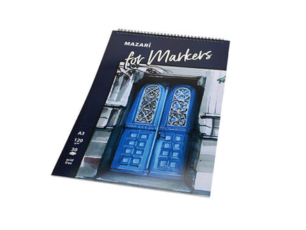 Скетчбук А3  30л., гребень, 120гр/м2 "Двери" тв.подложка, ДЛЯ МАРКЕРОВ