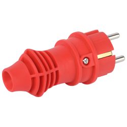 Вилка ЭРА VX13-R-IP44 каучуковая c заземлением 16А IP44 прямая красная