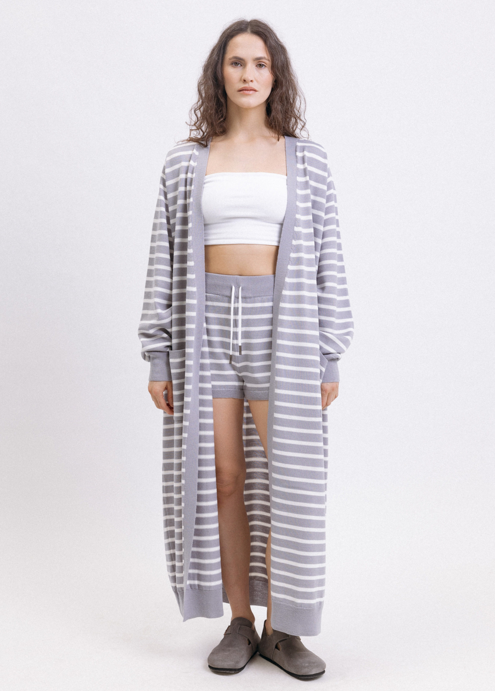 Кардиган удлиненный в полоску