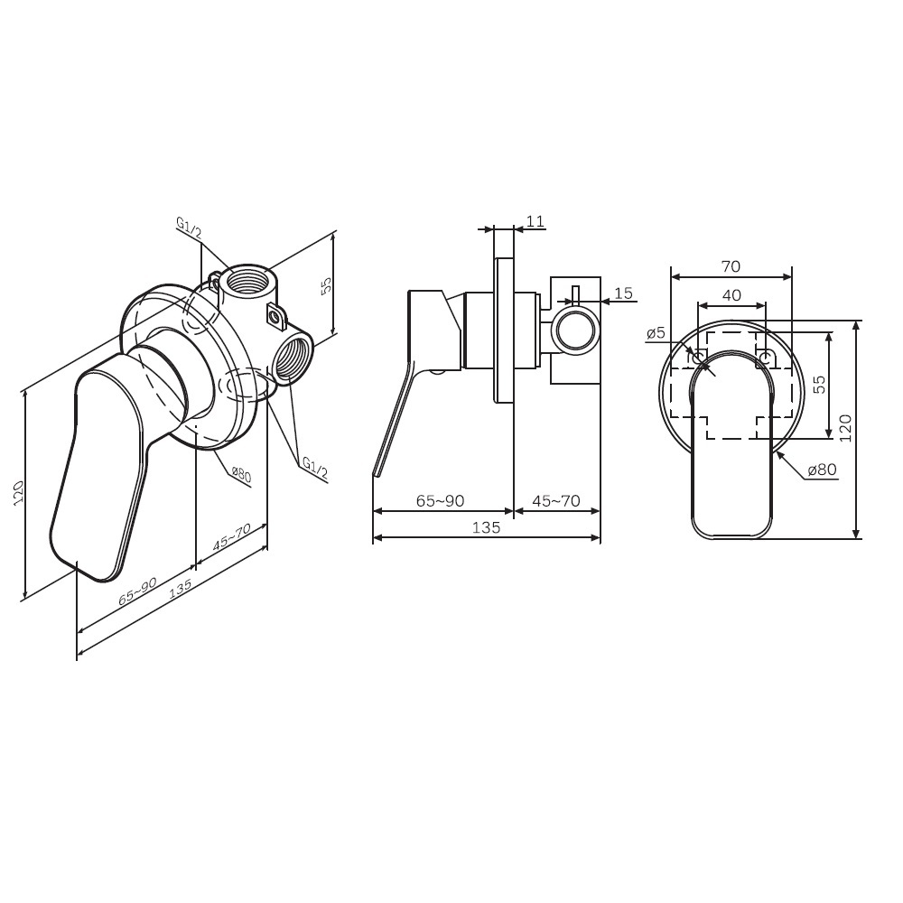 Встраиваемый смеситель AM.PM X-Joy F85A65000 Хром