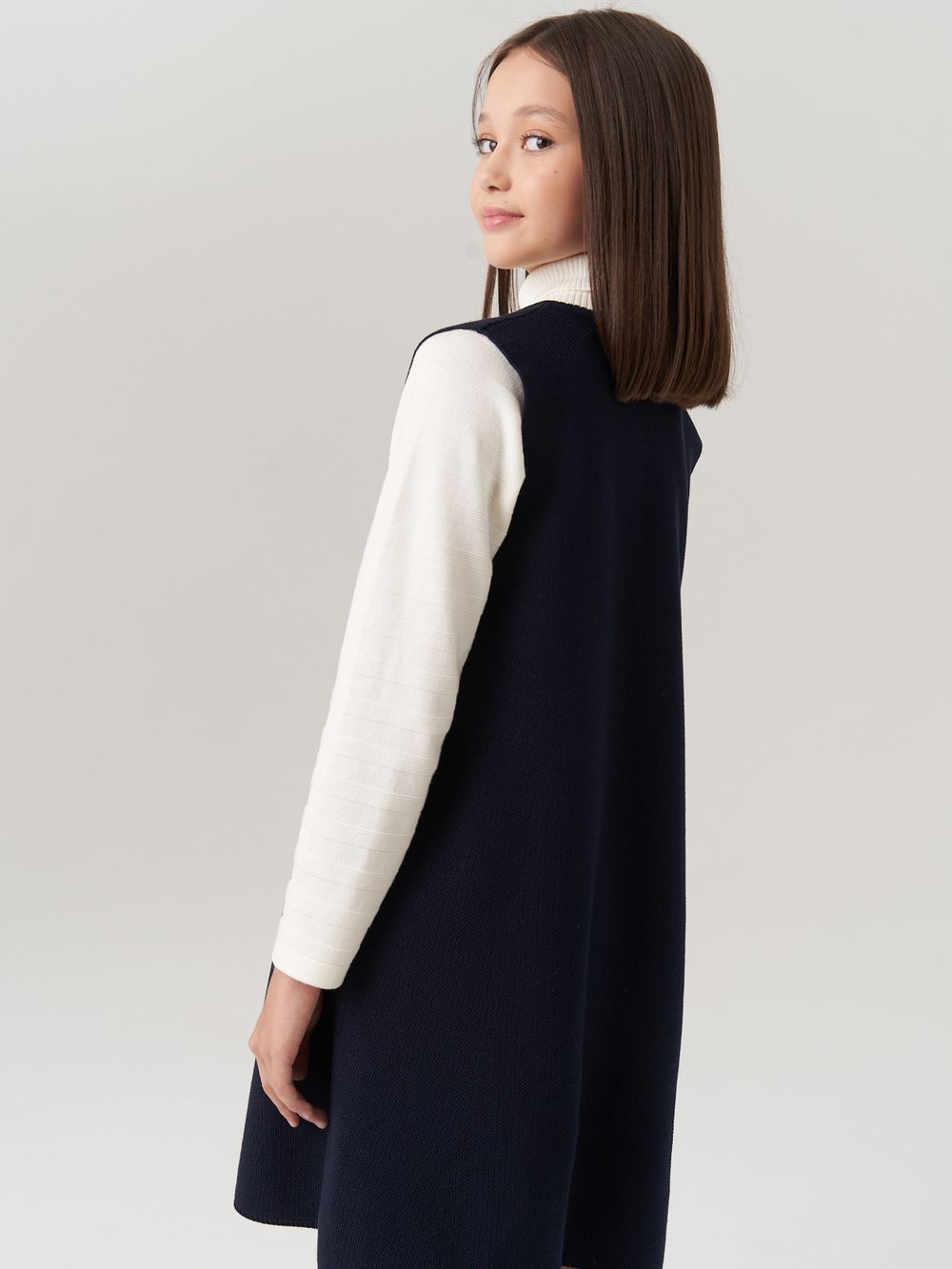 Сарафан школьный для девочки AT974 синий