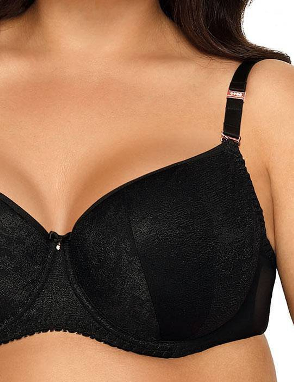 Бюстгальтер-балконет с чашкой типа лотос (Размер: 65H) (Цвет: черный)