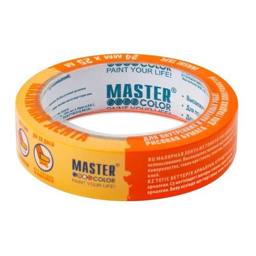 Лента малярная 24 мм 25 м для деликатных поверхностей на рисовой бумаге золотистая Master Color