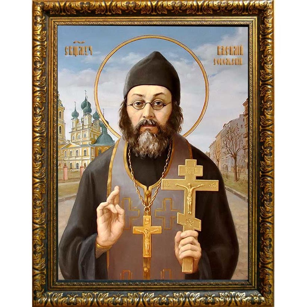 Василий Сокольский, священномученик пресвитер. Икона на холсте.