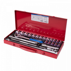 KING TONY (4224MR) Набор торцевых головок с принадлежностями 1/2", 12-гранные, 10-32 мм, 24 предмета