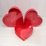 Коробка Для конфет 33.2х33.2х6.6 см Набор 3 шт "Сердце" с прозрачной крышкой (Красный)