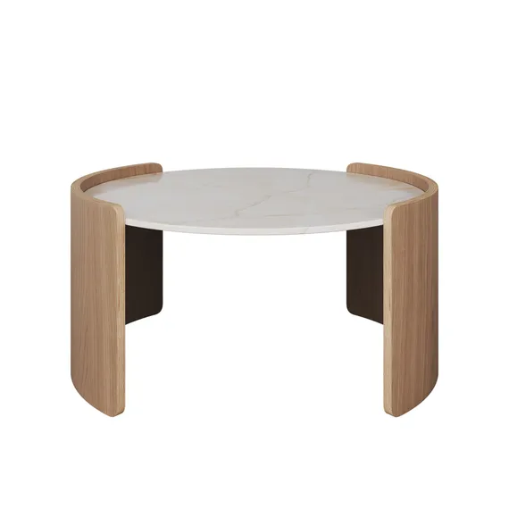 Столик Lagom Stone D 65 см высота 32 см (камень LC, натуральный дуб)