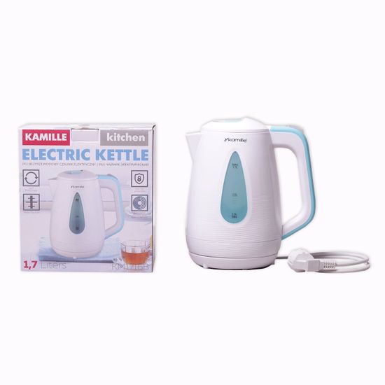 Чайник 1.7 л электрический пластик белый с голубым Kamille KM 1716B