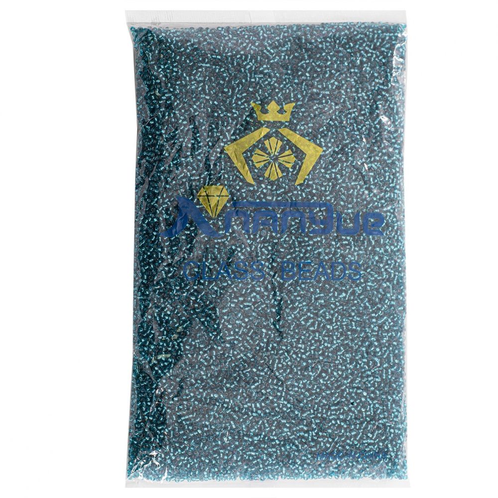 Бисер Alingar размер №12 вес 450 гр., бирюзовый прозрачный, внутреннее серебрение, пакет Бисер Alingar размер №12 вес 450 гр., бирюзовый прозрачный, внутреннее серебрение, пакет