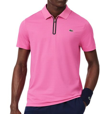 Мужское теннисное поло Lacoste Ultra Dry Stretch Jacquard Tennis - fushia pink