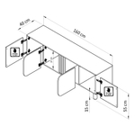 Тумба под телевизор, 160х40х55, Ола, напольная, в прихожую, белый / дуб шамони, Dipriz