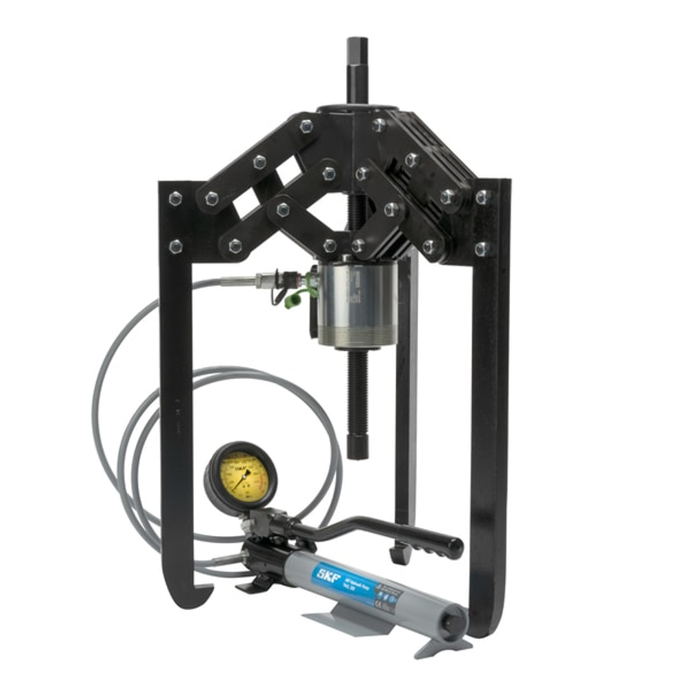 Hydraulically-assisted heavy duty jaw puller with Hydraulic pump with large oil container TMHP 50/320
