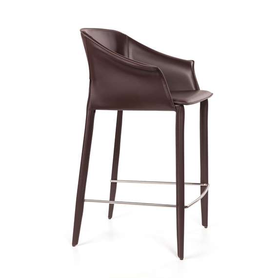 Полубарный стул Gio, коричневая кожа